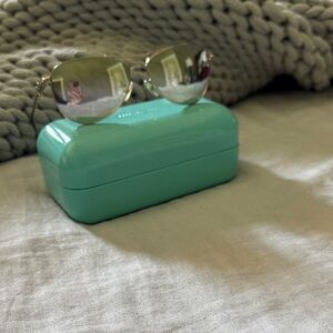 Tiffany & Co. Silver bow Sunglasses with Blue Case